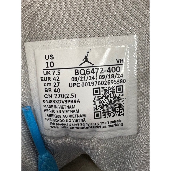 Nike Air Jordan 1 Mid UNC White Blue Silver Sneakers Women's Size 10 - Picture 7 of 10